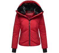 MARIKOO Damen Winterjacke warme Steppjacke mit Fellkragen und (abnehmbarer) Kapuze Simaraa XVI Dark Red Gr. XL