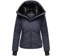 MARIKOO Damen Winterjacke warme Steppjacke mit Fellkragen und (abnehmbarer) Kapuze Simaraa XVI Navy Gr. XL