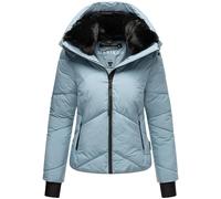 MARIKOO Damen Winterjacke warme Steppjacke mit Fellkragen und (abnehmbarer) Kapuze Simaraa XVI Powder Blue Gr. XXL