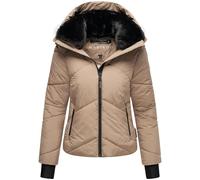 MARIKOO Damen Winterjacke warme Steppjacke mit Fellkragen und (abnehmbarer) Kapuze Simaraa XVI Taupe Grey Gr. XXL