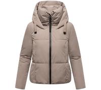 MARIKOO Damen Winterjacke warme Steppjacke mit hohem Kragen und wasserdichtem Verschluss Ninikaa XVI Taupe Grey Gr. XS