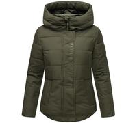MARIKOO Damen Winterjacke warme Steppjacke mit integrierten Rucksack-Trägern Elira 16 Dark Olive Gr. M