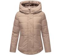 MARIKOO Damen Winterjacke warme Steppjacke mit integrierten Rucksack-Trägern Elira 16 Taupe Grey Gr. XL