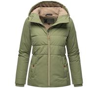 MARIKOO Damen Winterjacke warme Steppjacke mit Kapuze Alemee 16 Olive Gr. 3XL