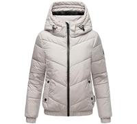 MARIKOO Damen Winterjacke warme Steppjacke mit Kapuze Nayanaa XVI Light Grey Gr. XS