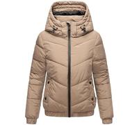 MARIKOO Damen Winterjacke warme Steppjacke mit Kapuze Nayanaa XVI Taupe Grey Gr. L