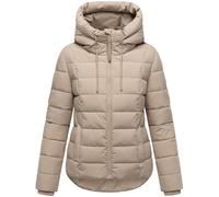 MARIKOO Damen Winterjacke warme Steppjacke mit Kapuze Tayenaa 16 Light Taupe Gr. S