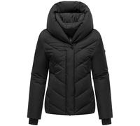 MARIKOO Damen Winterjacke warme Steppjacke mit Kapuze und abnehmbarem Kragen-Einsatz Nadiraa 16 Black Gr. XS