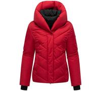 MARIKOO Damen Winterjacke warme Steppjacke mit Kapuze und abnehmbarem Kragen-Einsatz Nadiraa 16 Deep Red Gr. XS