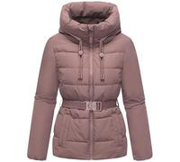 MARIKOO Damen Winterjacke warme Steppjacke mit Taillengürtel und Kapuze Himee16 Mauve Gr. XL