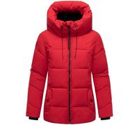 MARIKOO Damen Winterjacke warme Steppjacke mit verstellbarer Kapuze Kuscheltatze XVI Salsa Red Gr. XL