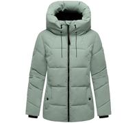 MARIKOO Damen Winterjacke warme Steppjacke mit verstellbarer Kapuze Kuscheltatze XVI Smokey Mint Gr. S