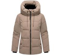 MARIKOO Damen Winterjacke warme Steppjacke mit verstellbarer Kapuze Kuscheltatze XVI Taupe Grey Gr. M