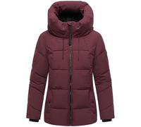 MARIKOO Damen Winterjacke warme Steppjacke mit verstellbarer Kapuze Kuscheltatze XVI Wine Gr. XL