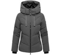 MARIKOO Damen Winterjacke warme Steppjacke mit verstellbarer Kapuze Kwamee 16 Anthracite Gr. 3XL
