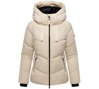 MARIKOO Damen Winterjacke warme Steppjacke mit verstellbarer Kapuze Kwamee 16 Cream Gr. S