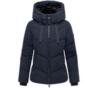 MARIKOO Damen Winterjacke warme Steppjacke mit verstellbarer Kapuze Kwamee 16 Navy Gr. XXL