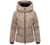 MARIKOO Damen Winterjacke warme Steppjacke mit verstellbarer Kapuze Kwamee 16 Taupe Grey Gr. M
