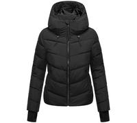 MARIKOO Damen Winterjacke warme Steppjacke mit verstellbarer Kapuze Yukanii XVI Black Gr. L