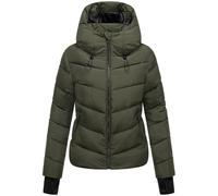 MARIKOO Damen Winterjacke warme Steppjacke mit verstellbarer Kapuze Yukanii XVI Dark Olive Gr. M