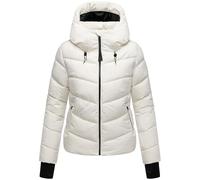 MARIKOO Damen Winterjacke warme Steppjacke mit verstellbarer Kapuze Yukanii XVI Offwhite Gr. L