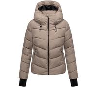 MARIKOO Damen Winterjacke warme Steppjacke mit verstellbarer Kapuze Yukanii XVI Taupe Grey Gr. M
