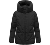 MARIKOO Damen Winterjacke warme Steppjacke Winterjacke mit Raffinierter Steppung Kuschelnasee 16 Black Gr. 3XL