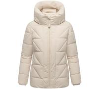 MARIKOO Damen Winterjacke warme Steppjacke Winterjacke mit Raffinierter Steppung Kuschelnasee 16 Cream Gr. L