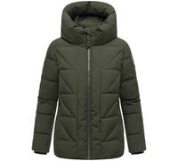 MARIKOO Damen Winterjacke warme Steppjacke Winterjacke mit Raffinierter Steppung Kuschelnasee 16 Dark Olive Gr. XS
