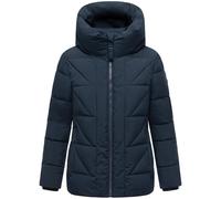 MARIKOO Damen Winterjacke warme Steppjacke Winterjacke mit Raffinierter Steppung Kuschelnasee 16 Navy Gr. L
