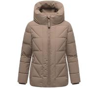 MARIKOO Damen Winterjacke warme Steppjacke Winterjacke mit Raffinierter Steppung Kuschelnasee 16 Taupe Grey Gr. M
