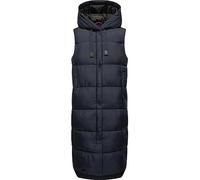 MARIKOO Damen Winterjacke warme Steppweste lang mit Kapuze Sayorii Navy Gr. M