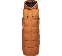 MARIKOO Damen Winterjacke warme Steppweste lang mit Kapuze Sayorii Rusty Cinnamon Gr. XL