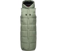 MARIKOO Damen Winterjacke warme Steppweste lang mit Kapuze Sayorii Smokey Mint Gr. XXL