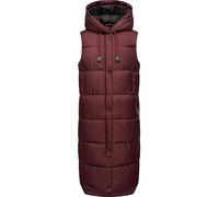 MARIKOO Damen Winterjacke warme Steppweste lang mit Kapuze Sayorii Wine Gr. L