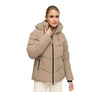MARIKOO Damen Winterjacke (XS-3XL) - gesteppt, mit fest integrierter Kapuze, 4 Taschen - N078 - TaupeGrey Größe L - Gr.L