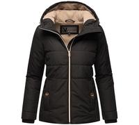 MARIKOO Damen Winterjacke (XS-3XL) - Steppjacke, Kapuze mit Gummizug, im inneren mit Fleecestoff, Warme Jacke Frauen - N026 (S, Schwarz)