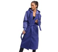 MARIKOO Damen Winterjacke (XS-3XL) - Wickelmantel, Taillierungsband, Kapuze über Knöpfe abnehmbar, Warme Jacke Frauen - N016 (XXL, Blue-Violet)