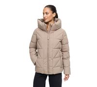 MARIKOO Damen Winterjacke (XS-5XL) - gesteppt, mit Kapuze, fleecegefüttert - N076 - TauGrey Größe S - Gr.S