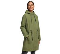 MARIKOO Damen Winterjacke (XS-6XL) - Übergangsjacke, lang geschnitten, Kapuze mit Kordelzug, Warme Jacke Frauen - N017 (L, Olive)