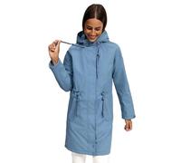 MARIKOO Damen Winterjacke (XS-6XL) - Übergangsjacke, lang geschnitten, Kapuze mit Kordelzug, Warme Jacke Frauen - N017 (XS, Powder-Blue)
