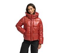 MARIKOO Damen Winterjacke (XS-XXL) - gesteppt, abnehmbare Kapuze, Magnetverschlussleiste - N097 - DarkTerracott Größe S - Gr.S