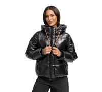 MARIKOO Damen Winterjacke (XS-XXL) - gesteppt, abnehmbare Kapuze, Magnetverschlussleiste - N097 - Schwarz Größe XXL - Gr.XXL