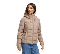 MARIKOO Damen Winterjacke (XS-XXL) - gesteppt, mit Kapuze, hochschließender Kragen - N098 - TaupeGrey Größe L - Gr.L