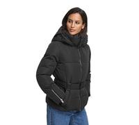 MARIKOO Damen Winterjacke (XS-XXL) - gesteppt, mit Kapuze, Taillengürtel - N055 - Schwarz Größe XS - Gr.XS