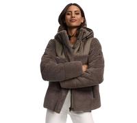 MARIKOO Damen Winterjacke (XS-XXL) - hochstehender und gefütterter Kragen, 4 Taschen, große Kapuze, Teddy-Puffer-Jacke, Warme Jacke Frauen - N030 (S, St-Brown)