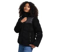 MARIKOO Damen Winterjacke (XS-XXL) - hochstehender und gefütterter Kragen, 4 Taschen, große Kapuze, Teddy-Puffer-Jacke, Warme Jacke Frauen - N030 (XS, Schwarz)