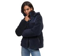 MARIKOO Damen Winterjacke (XS-XXL) - hochstehender und gefütterter Kragen, 4 Taschen, große Kapuze, Teddy-Puffer-Jacke, Warme Jacke Frauen - N030 (XL, Navy)