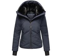 MARIKOO Damen Winterjacke (XS-XXL) - leicht, 4 Taschen, Kapuze mit Reißverschluss abnehmbar, Steppjacke, Warme Jacke Frauen - N007 (L, Navy)