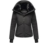 MARIKOO Damen Winterjacke (XS-XXL) - leicht, 4 Taschen, Kapuze mit Reißverschluss abnehmbar, Steppjacke, Warme Jacke Frauen - N007 (L, Schwarz)